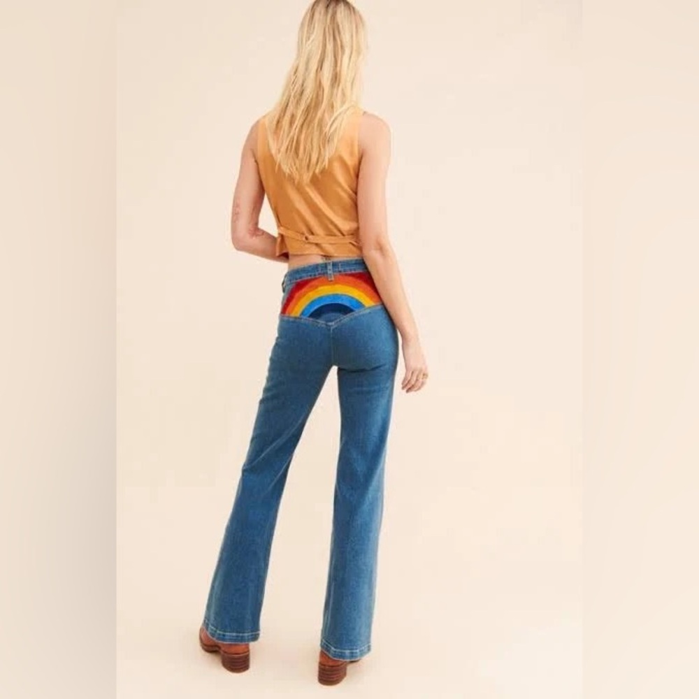 Free People We the Free Somewhere Over the Rainbow Flare Jeans 🌈
